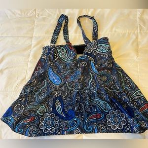 Mazu Swim Women’s Tankini Navy Blue and White Paisley Top ONLY